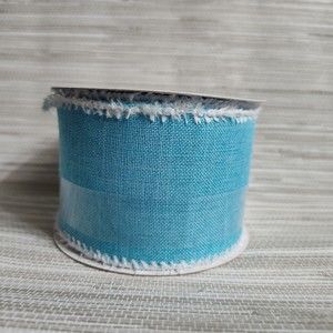 Wired Ribbon 2.5" x 20' Light Blue with White Trim Edge Bows Wreaths Gifts Craft